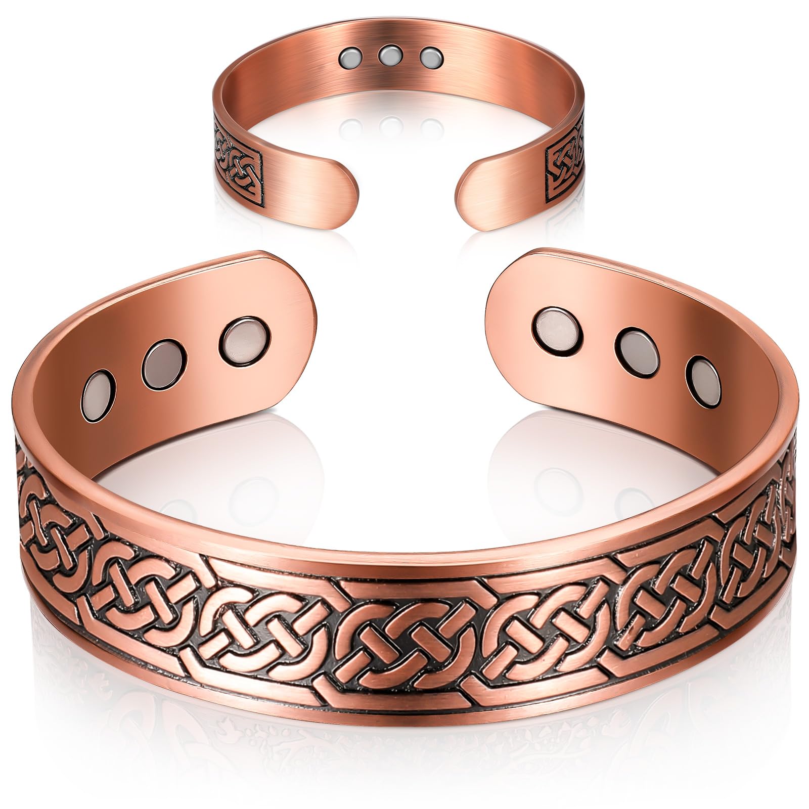 Otuuz Otuuz Pulsera Magnética de Cobre para Hombre y Mujer Brazalete Magnético Puro Pulsera de Energía Hacha con 9 Imanes Tamaño Ajustable para Navidad Comuniones Cumpleaños Regalos (Bronce)
