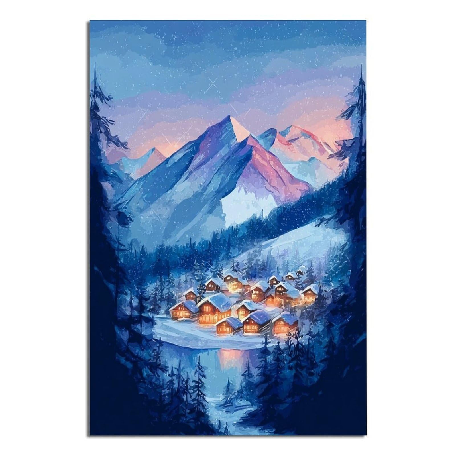 iPuzou Whistler Ski Poster 24x36inch(60x90cm) Vintage Watercolor Canvas Art