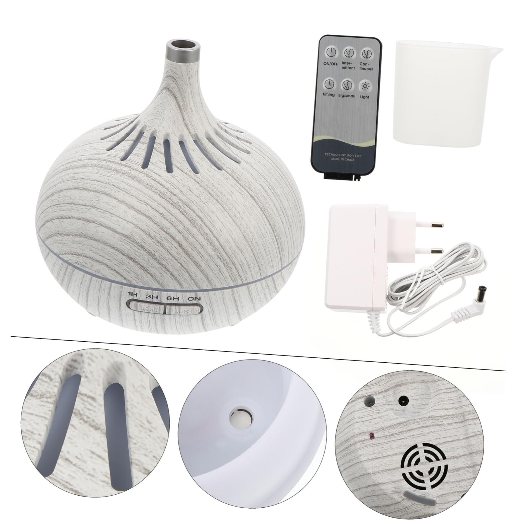 Humidificador de Aroma de Vapor Frío Hueco Diseño de Madera 400 Ml