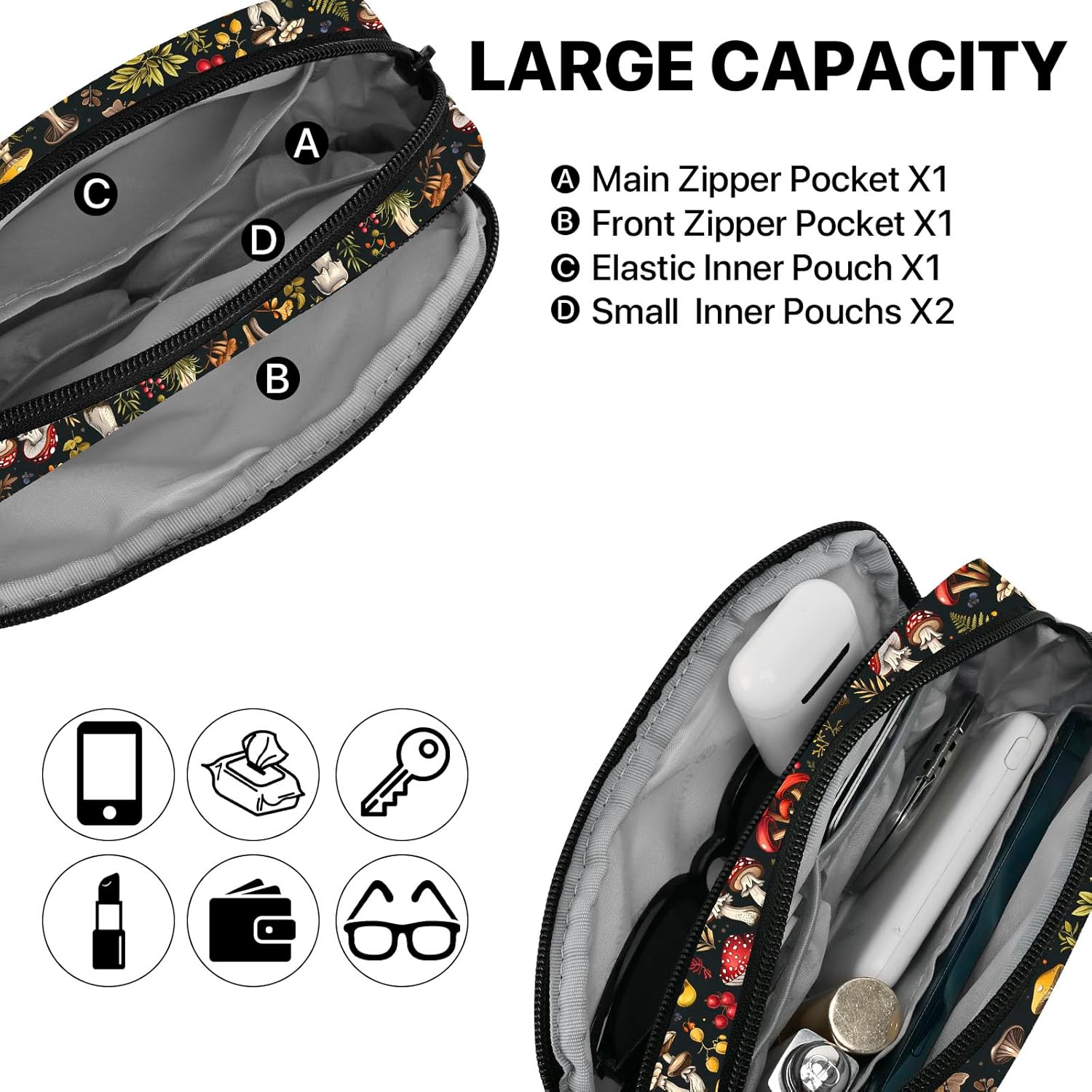 Mushroom Fanny Pack for Women Belt Bag Casual Waist Bags for Running Workout Hiking Traveling - Image 4