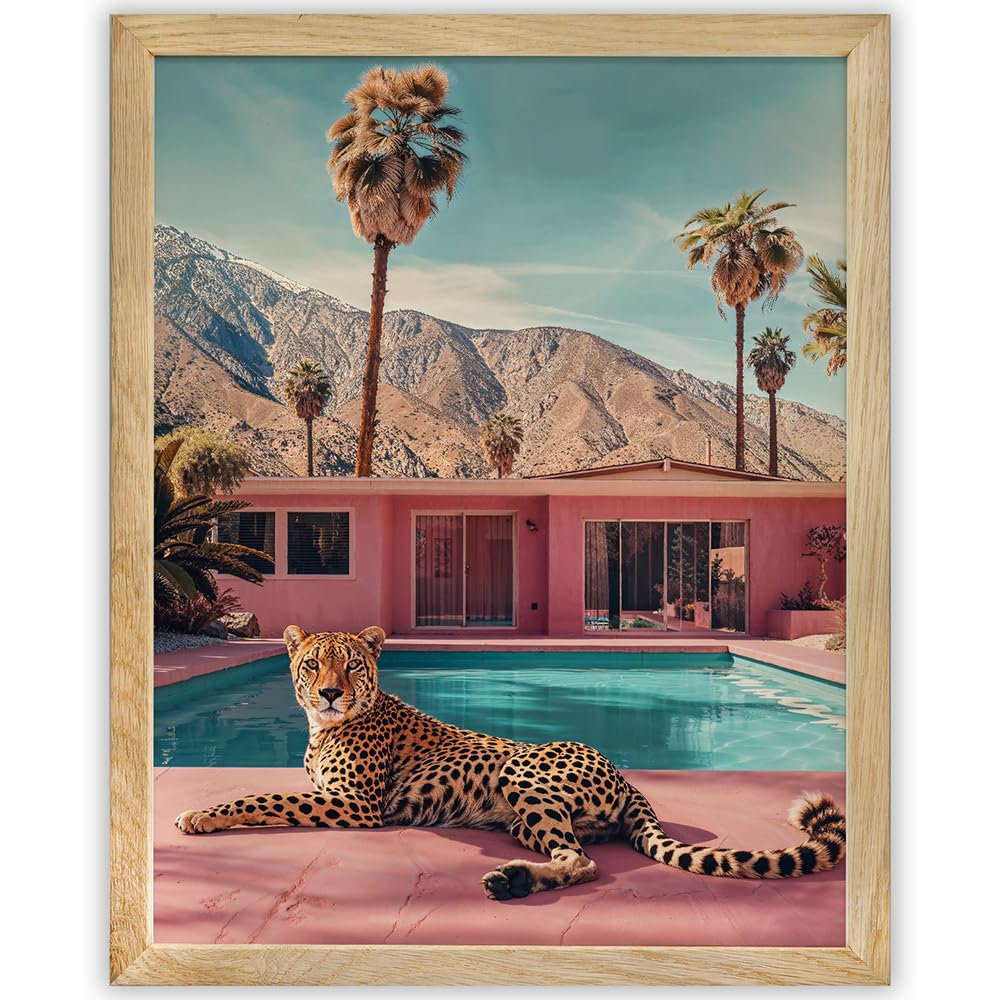 Amazon.com: Cheetah Art Print At The Pink House - Mid-Century