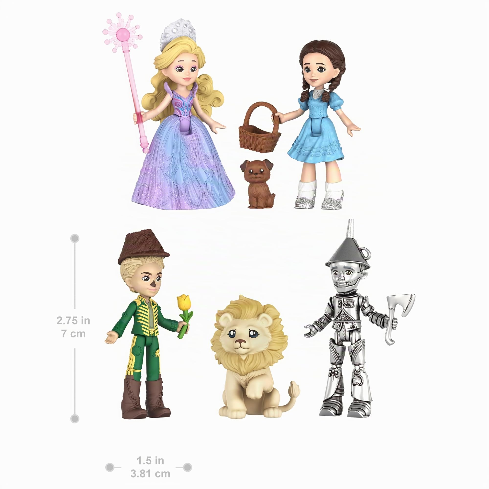 Mattel Universal Pictures Wicked: for Good Oz Story Set 5 muñecas pequeñas con looks distintivos, 1 amigo animal y 5 accesorios de narración de historias