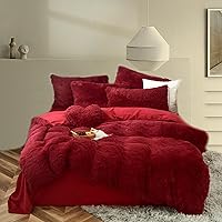 Vista 11 de MorroMorn - Juego de funda de edredón mullido de lujo, de pelo rizado y suave, de 5 piezas, funda de edredón de piel sintética, de felpa