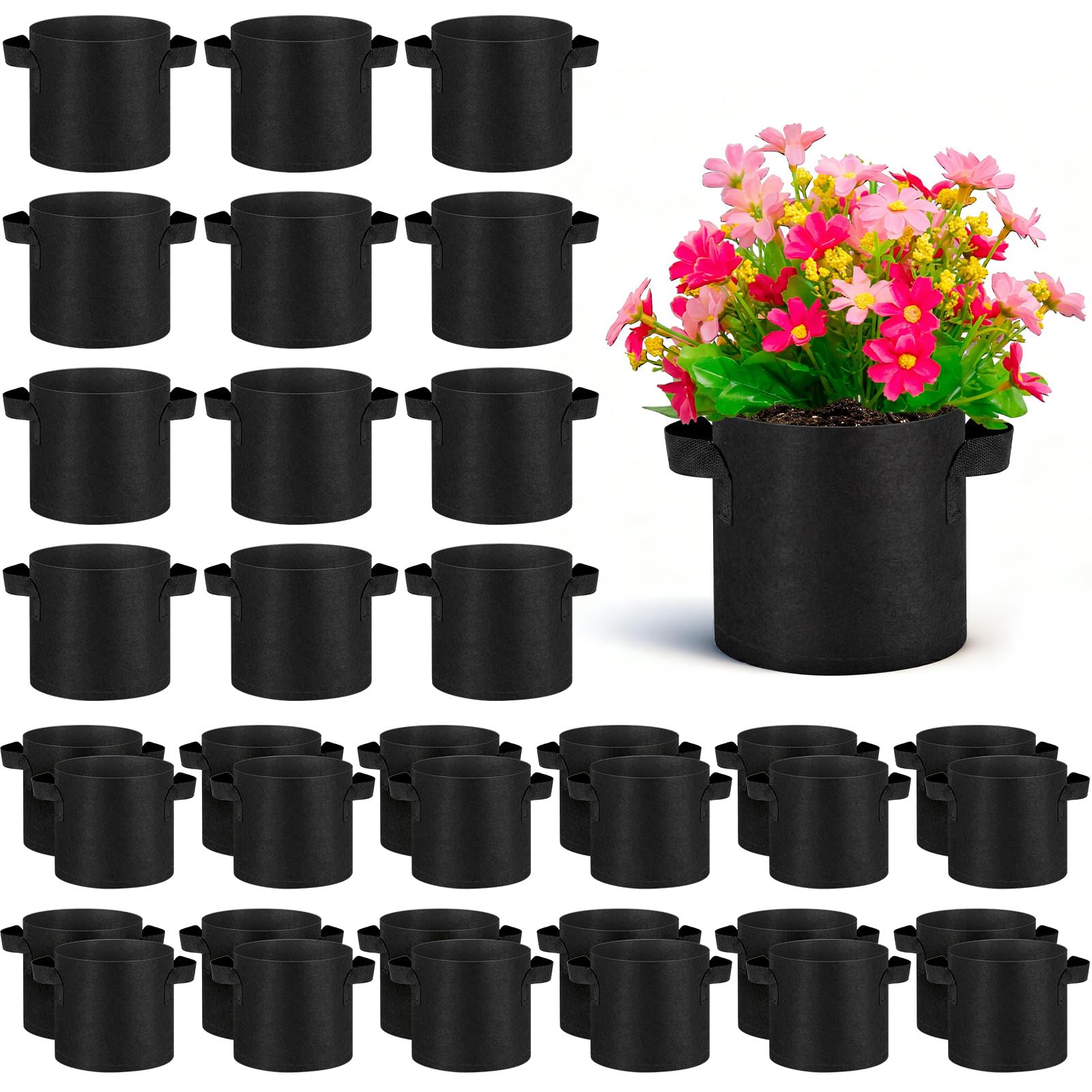 Nuanchu 60 Packs 1 Gallon Grow Bags Bulk Aeration Fabric Pot with Handles