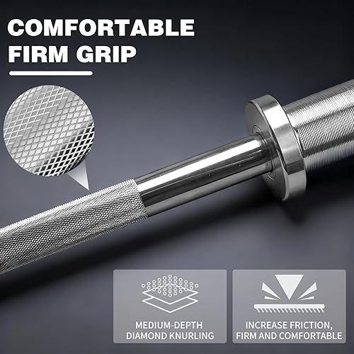 Miniatura 6 de Barra olímpica de 4 pies para entrenamiento de fuerza y levantamiento de pesas olímpico, ajuste de placa de peso estándar de 2 pulgadas para