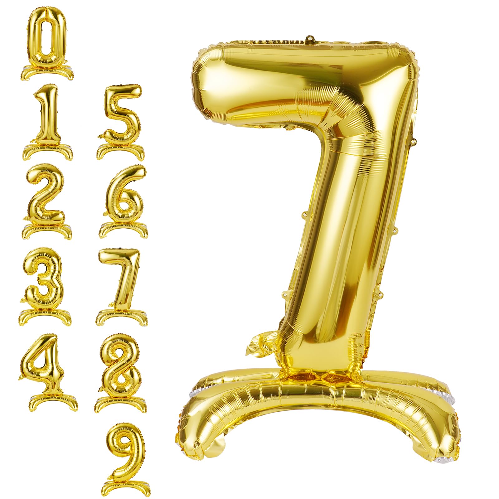 APXEL Zahlen Luftballon 7 Gold, 40 Zoll Stehende Folienballon Zahl Ballon 7, Helium Ballons Geburtstagsdeko Mädchen Junge Kindergeburtstag Party-Deko Geburtstag Silvester Deko Neujahr Deko