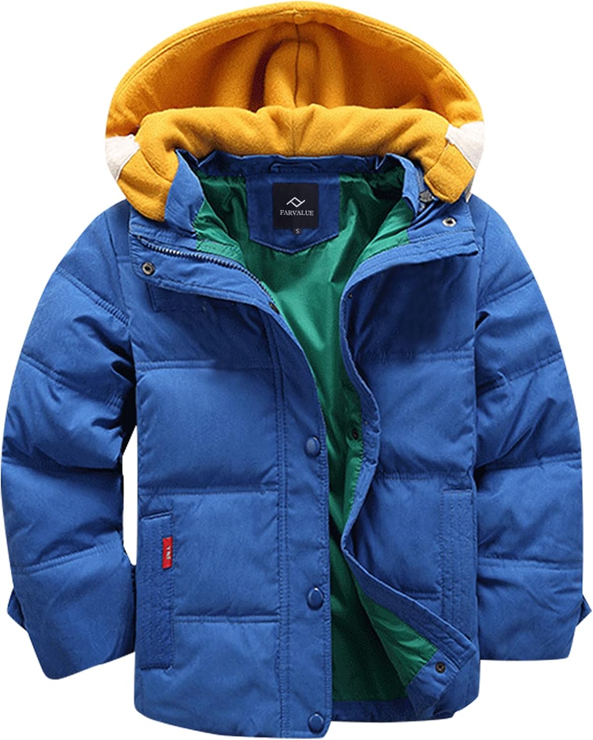 FARVALUE Boy's Winter Coat Warm Quilted Puffer Jacket Windproof Padded Outwear with Hood