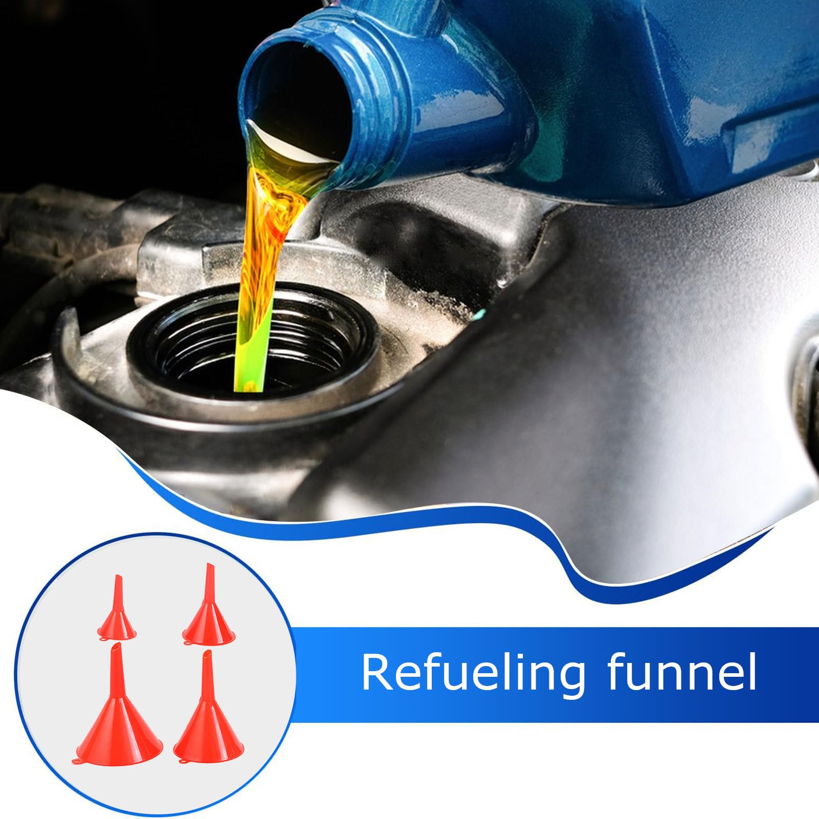 16 Piece Engine Funnel Nololo Automotive Funnels Plastic Long Neck Oil ...