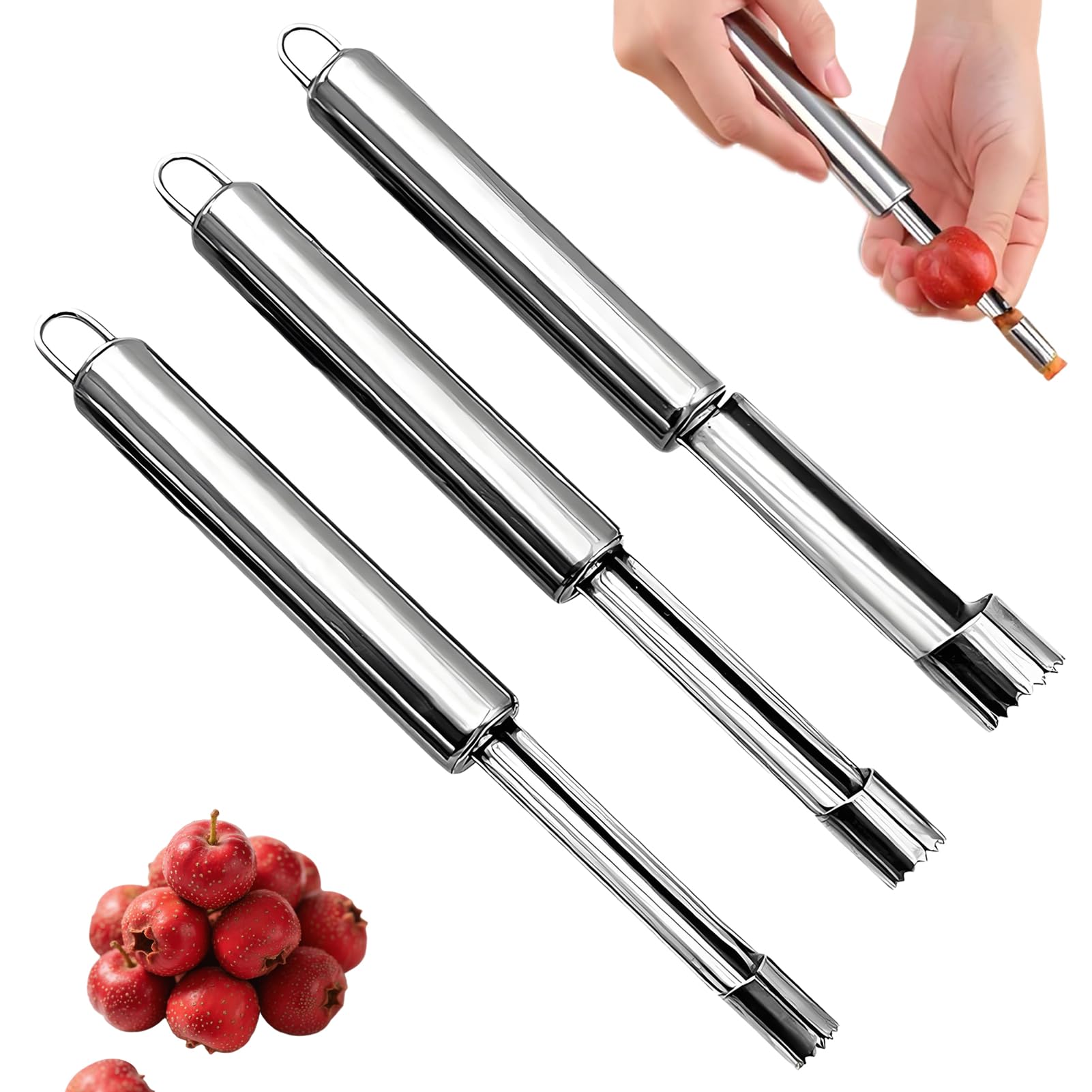 lot de 3 épépineurs à pommes inox