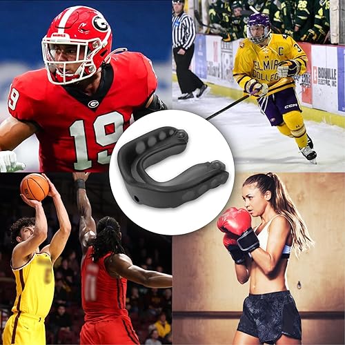 Miniatura 4 de Paquete de 2 protectores bucales de fútbol, protectores bucales deportivos con correa y caja para baloncesto, protector bucal deportivo para