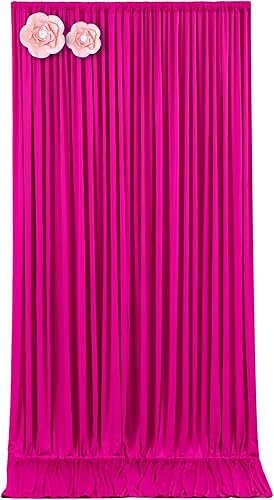 Cortinas tipo telón de fondo rosa intenso de 5 x 12 pies para bodas, fiestas, sin arrugas, cortinas de tela para decoración de fotos de color fucsia