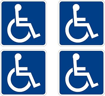 Rogue River Tactical Disabled Wheelchair Symbol ADA Compliant Handicap Access Sign Pack of 4 5 X 5 Inch Blue Window Sticker Decal