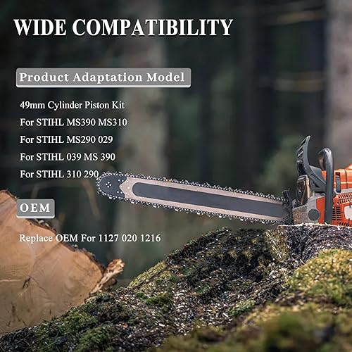 Miniatura 3 de Kit de pistón de culata de 1.929 in para STIHL MS390 MS310 MS290 029 039 MS 390 310 290 Motosierra piezas 11270201216