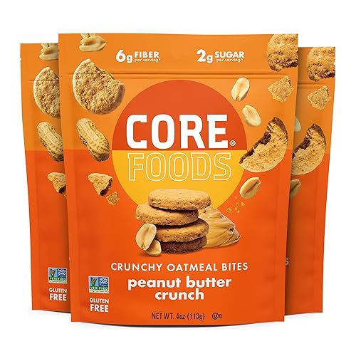 Miniatura 8 de CORE Bocadillos de galletas de alta fibra sin gluten  Galletas crujientes a base de plantas saludables y de fibra de avena  Paquete de 3  Bolsas de