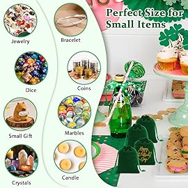 Shintop 10pcs Small velvet bags, 3x4inch Green Jewelry Pouches Drawstring Gift Packaging Cloth Dice Bags for Coins Small Business Party Favor