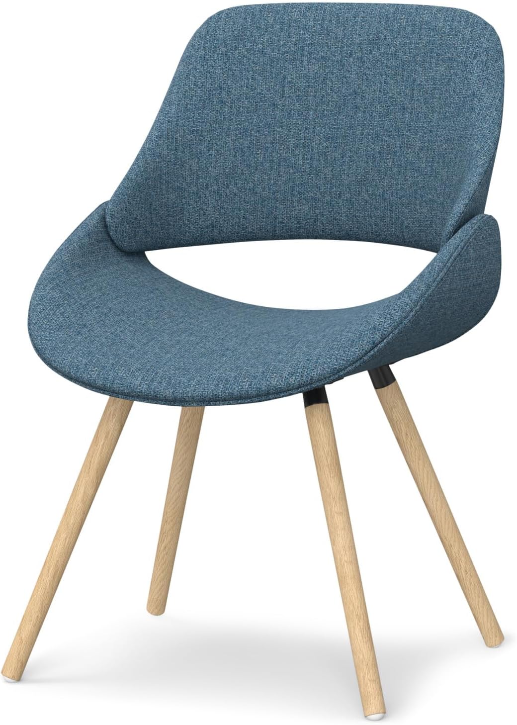 SIMPLIHOME Malden Dining Chair in Denim Blue Linen Look Fabric, 22.8 x 20.9 x 30.9 inches, Bentwood Design with Light Wood Legs for Dining Room