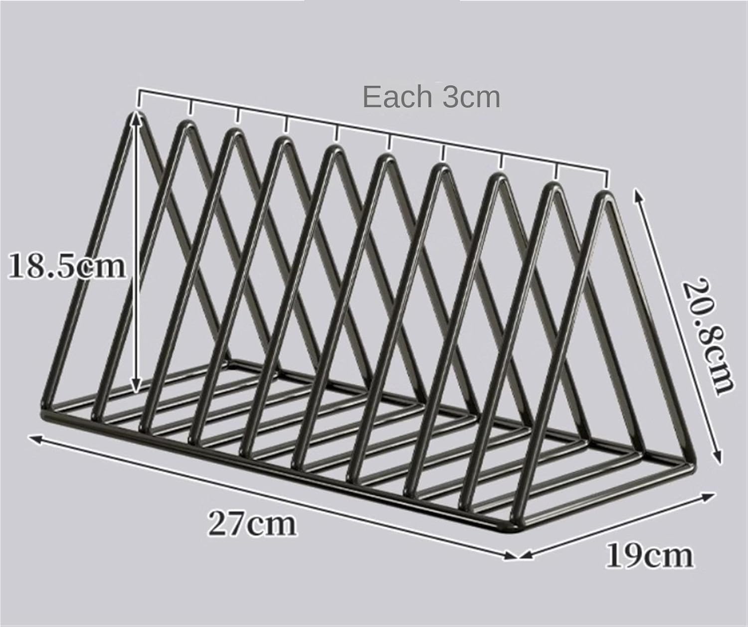 QUQUQ Record Display Organizer 9 Slot Metal Vinyl Record Holder Triangle Magazine Album Display Rack for Home Office Storage for Records Album