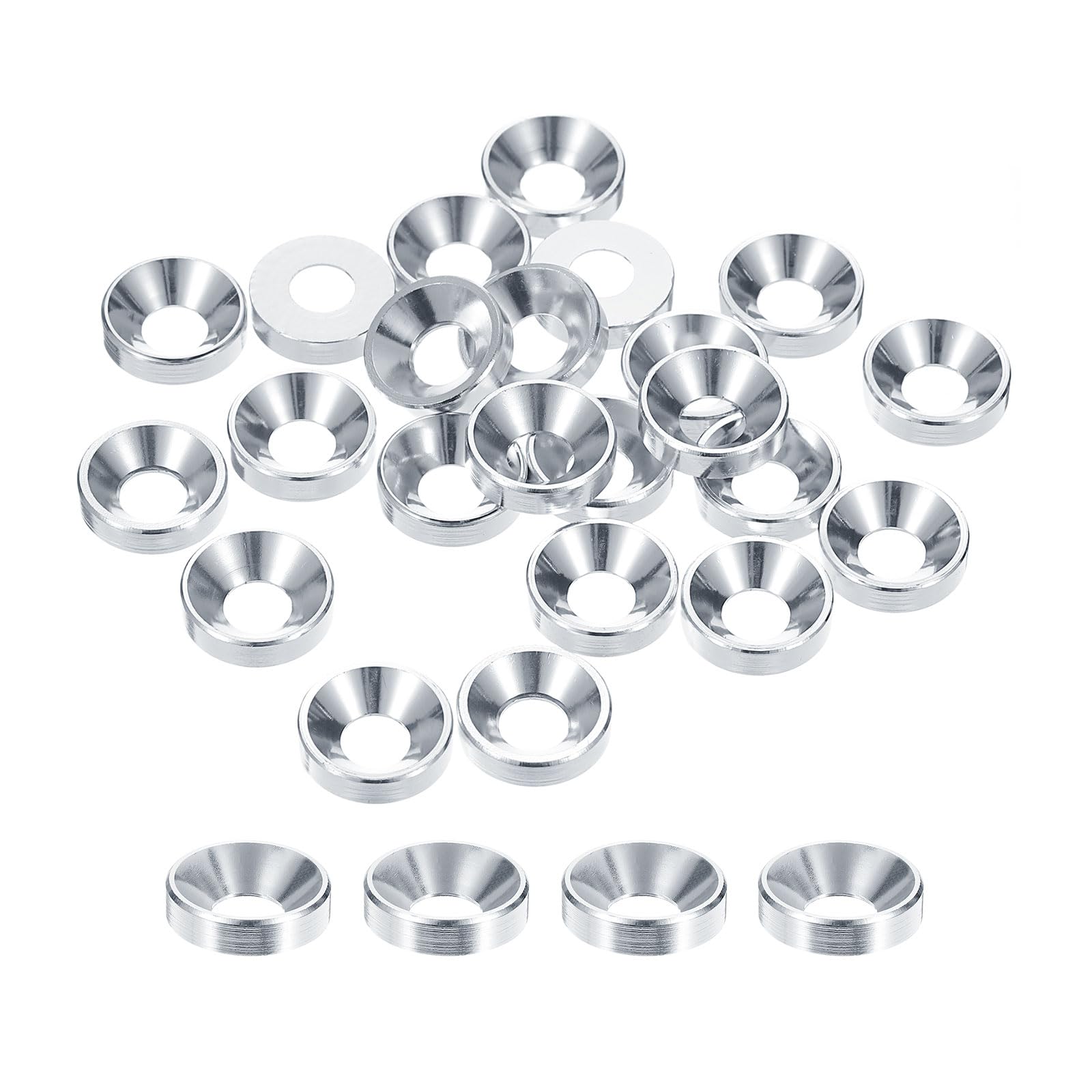 MECCANIXITY 50pcs M6 Counterbore Washers, 13.8mm/0.54inch Anodized Aluminum Alloy, Head Gaskets for Screw RC/FPV/PC/Drone Accessories Parts, Silver