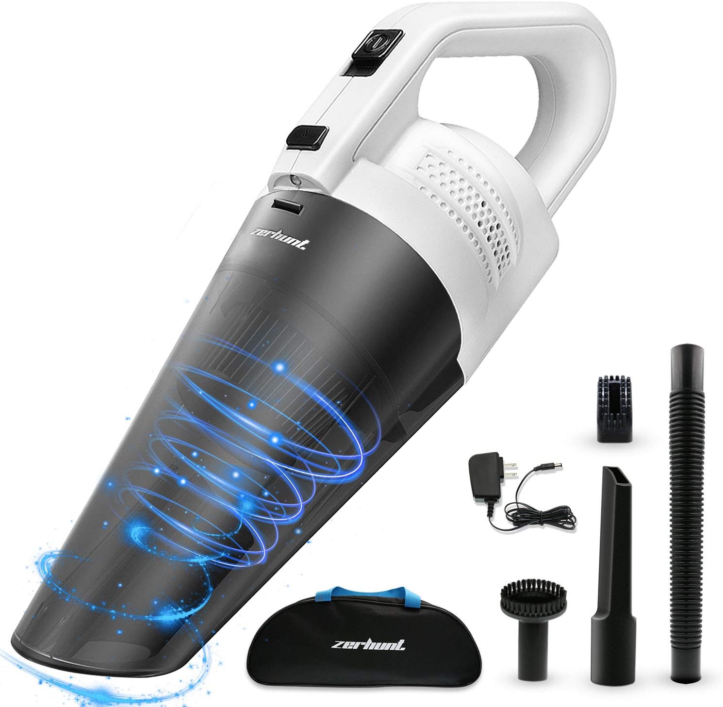 Zerhunt Cordless Handheld Vac Cleaner, Rechargable Held, Portable Lightweight Pet Hair, Hand Vacuum for Home and Car Cleaning with Quick Charge Tech, Black