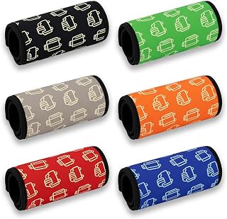 Luggage Handle Wraps, 6 Pack Neoprene Suitcase Handle Covers for Comfort Grip, Bright Luggage Identifiers for Easy Bag Recognition, Travel Accessories for Suitcases and Duffle Bags