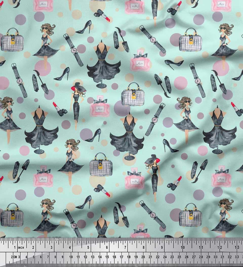 SoimoiSoimoi Green Cotton Voile Fabric Women & Accessories Fashion Print Sewing Fabric BTY 56 Inch Wide