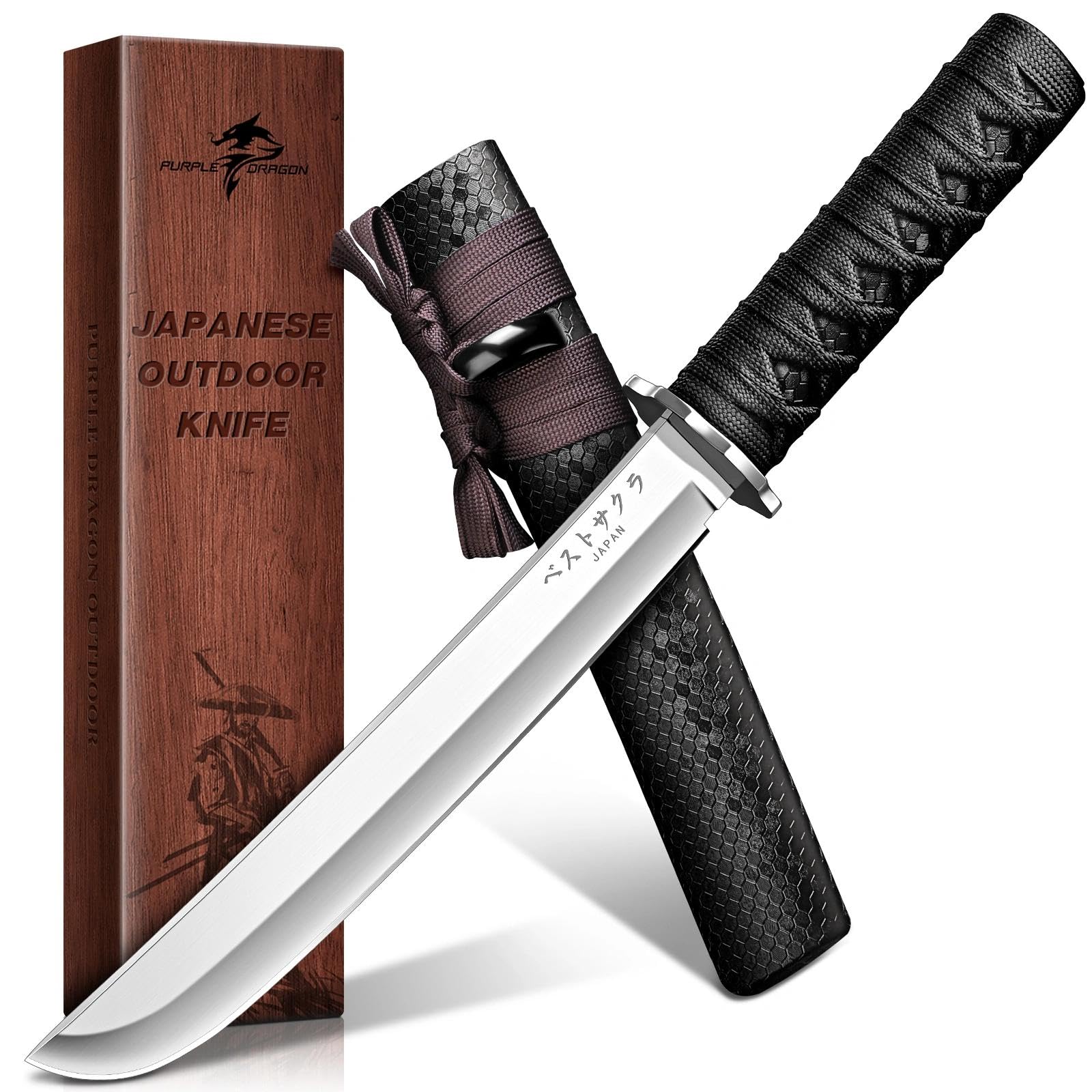 Amazon.com : Purple Dragon Japanese Fixed Blade Knife - Forged