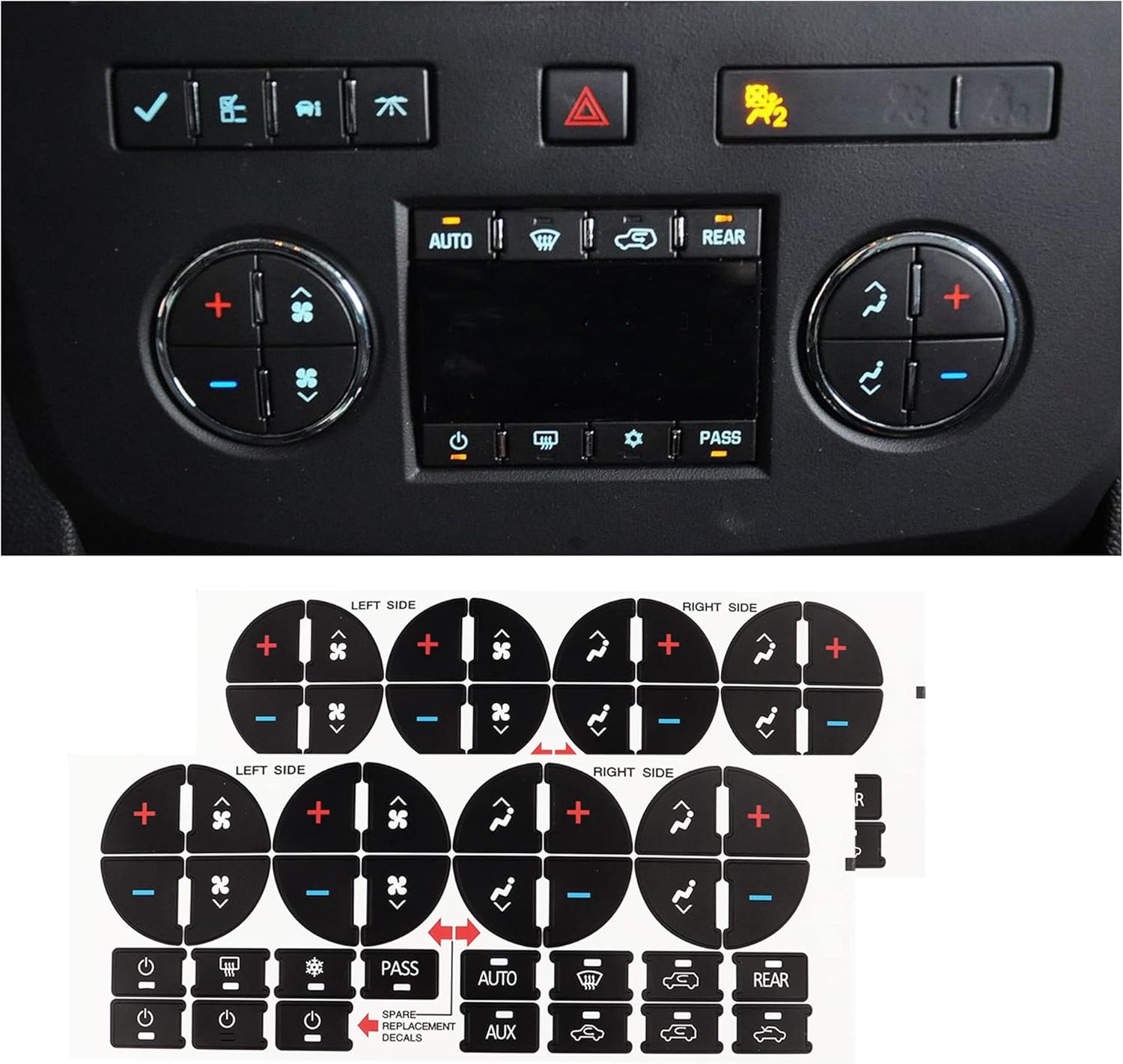 2PCS AC Control Dash Button Stickers Kit,Car Decor Switch