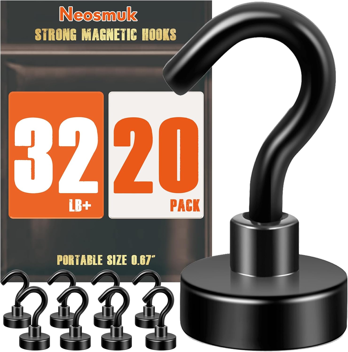 Neosmuk Magnetic Hooks, Cruise Ship Essentials, 32lb+ Heavy Duty Magnetic Hooks for Cruise Cabins, Refrigerator, Grill, Hanging, and Travel | Extra Strong Must-Haves Magnet Hook,Black : Industrial & Scientific