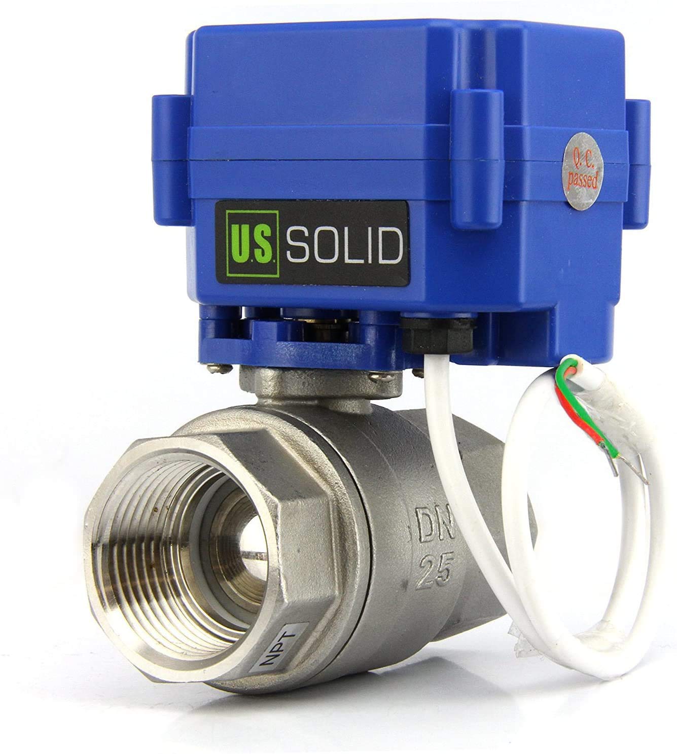 U.S. Solid 1 inch gemotoriseerde kogelkraan met stekker, 220 V AC DN25, 2- weg messing elektrische kogelkraan, automatische terugkeer, stroomloos gesloten