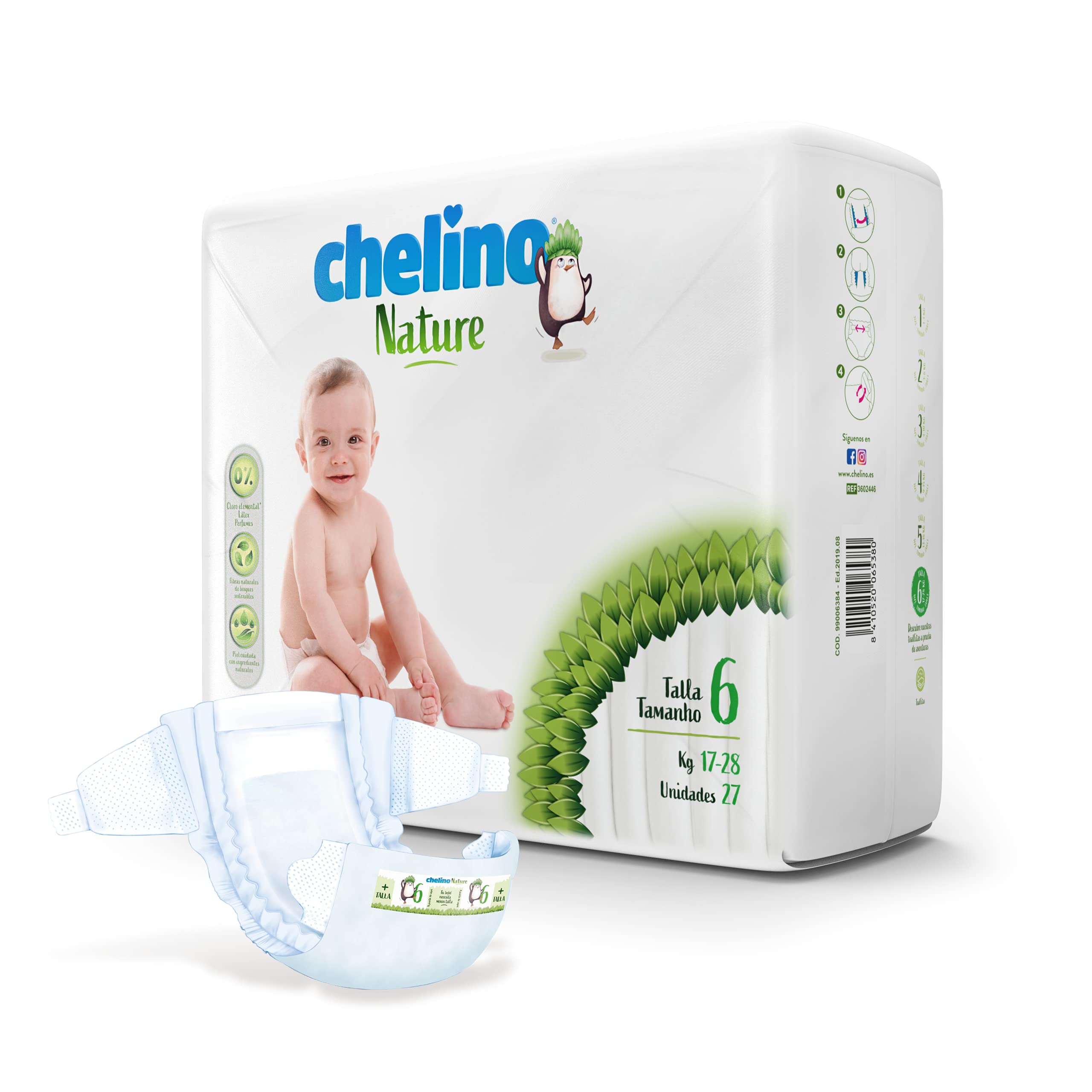 Chelino Nature Pannolino per bambini taglia 6 (17-28 kg), 162 pannolini