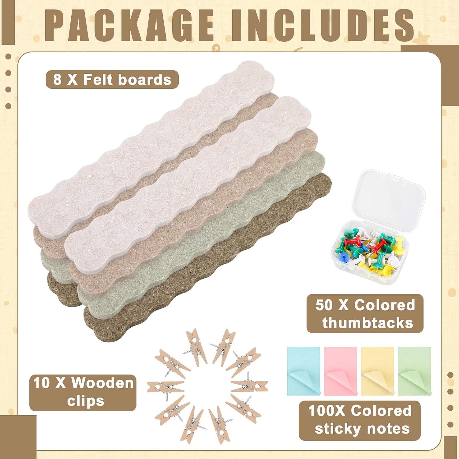 8 Pack Scalloped Cork Bulletin Board Strips Self Adhesive Felt image 3