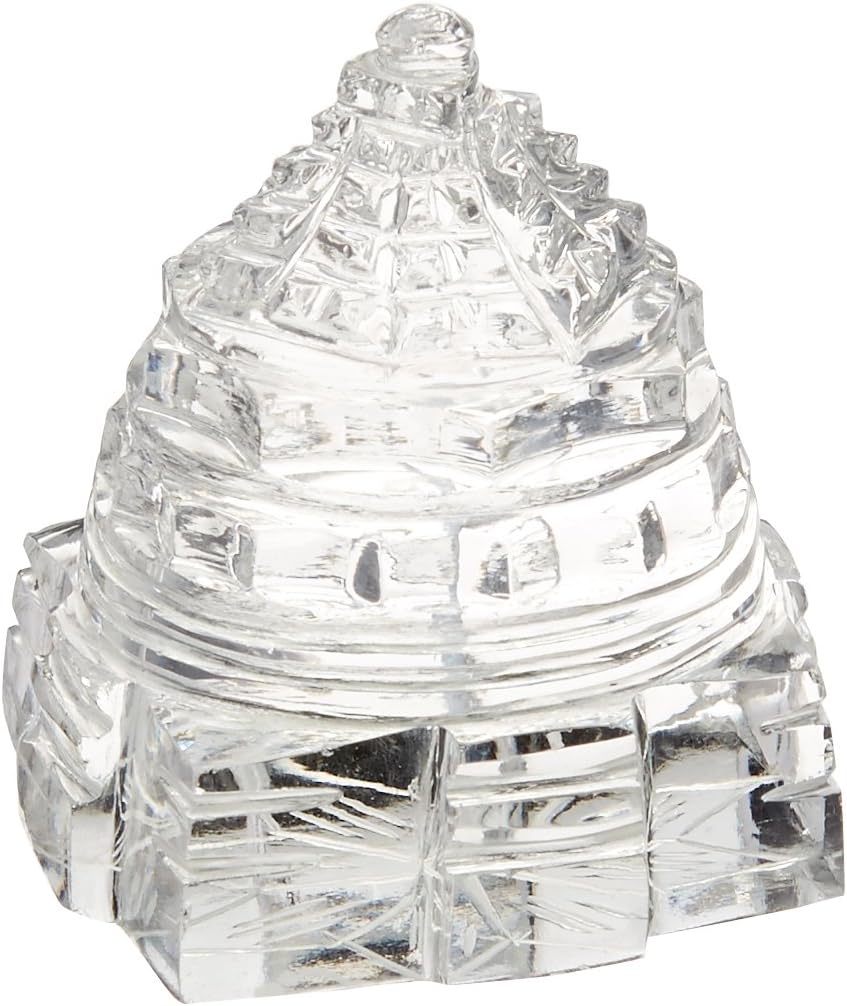 IS4A Sri Yantra Crystal Quartz Shree Yantra-Blessed & Energized for Spiritual Powers, Correcting Vaastu Doshas (imbalances), Enormous Wealth & Prosperity White 21.50 Gram