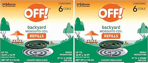 OFF! Repuestos de bobina repelente de mosquitos para patio trasero, perfecto para patios al aire libre, aroma fresco, 6 unidades (paquete de 2)