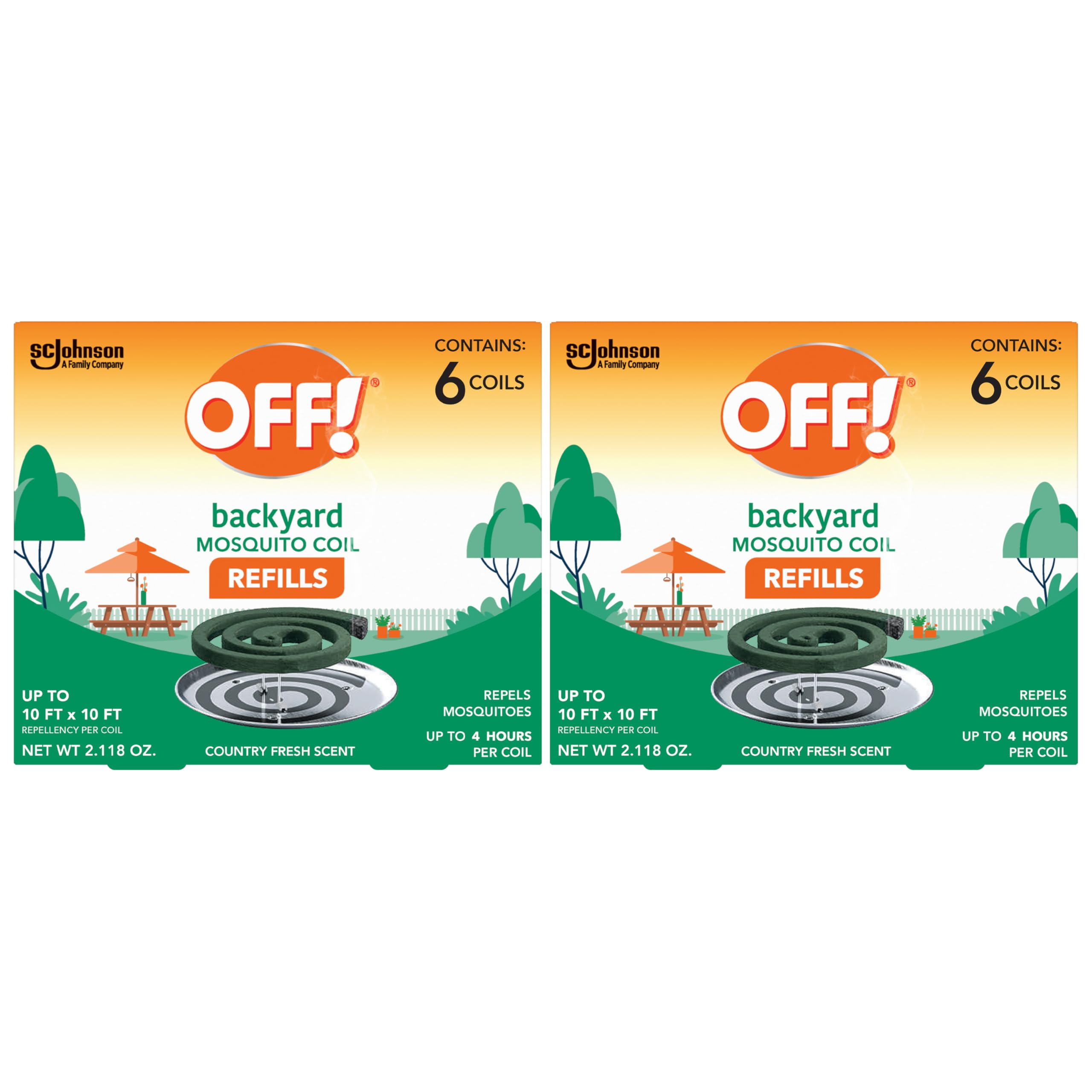 OFF! Backyard Mosquito Repellent Coil Refills, Perfect for Outdoor Patios Country Fresh Scent, 6 Count (Pack of 2)
