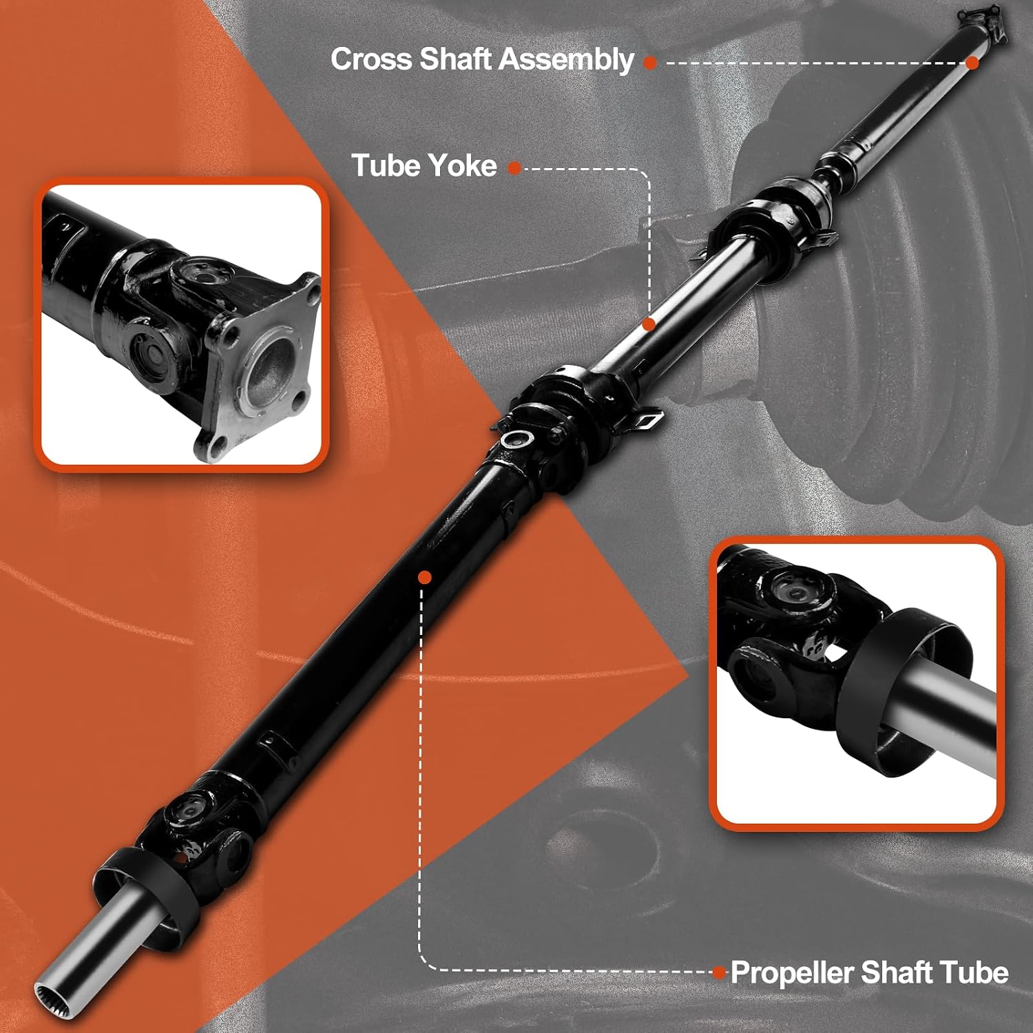 Rear Complete Drive Shaft Prop Shaft Driveshaft Assembly Compatible with Toyota Highlander 2008-2014, AWD