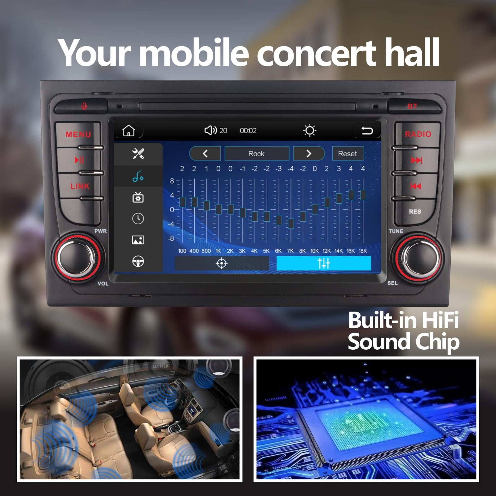 Radio de Coche para Audi A4 S4 RS4 2003-2012 Compatible con inalámbrico Carplay Android Auto, Radio de automóvil de Pantalla táctil de 7 Pulgadas Am/FM/RDS/Bluetooth/USB