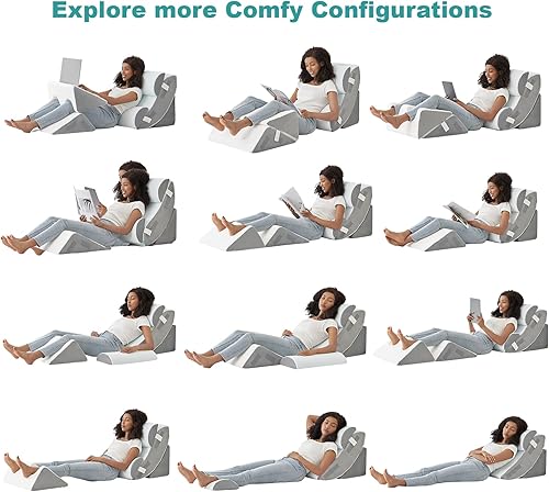 Miniatura 5 de Hansleep Juego de 6 almohadas ortopédicas de cuña para dormir, juego de almohadas postoperatorias ajustables para aliviar el dolor corporal, espalda