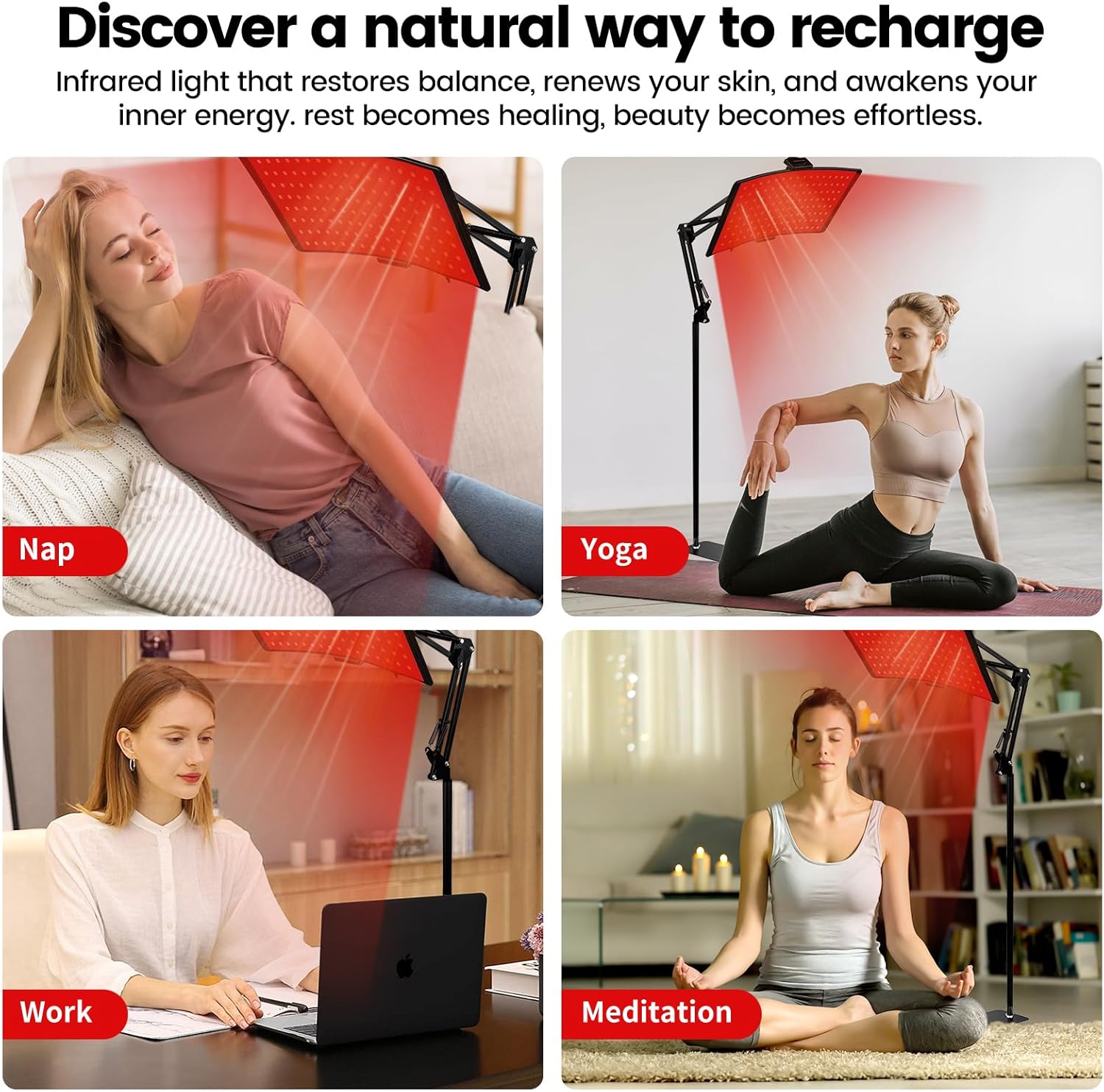 Red Light Therapy for Body & Face with Quick Clip, Infrared Light Therapy Lamp with Adjustable Stand, 660nm & 850nm Red Light Therapy Panel for Waist Knee, Muscle Recovery - Image 7