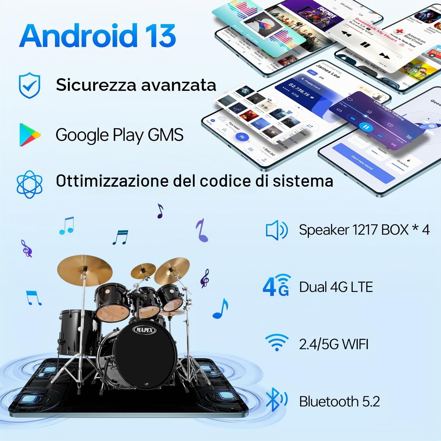OUKITEL OT5 Tablet 12 Pollici - 36(12+24)+256GB Gaming Tablets, 11000mAh Batteria Tablet PC, Tablet 2K IPS HD, MTK Helio G99 Octa-core Android 13, 16MP+5MP, TÜV e Dual SIM/5G WiFi+4G LTE/OTG/GPS, Nero