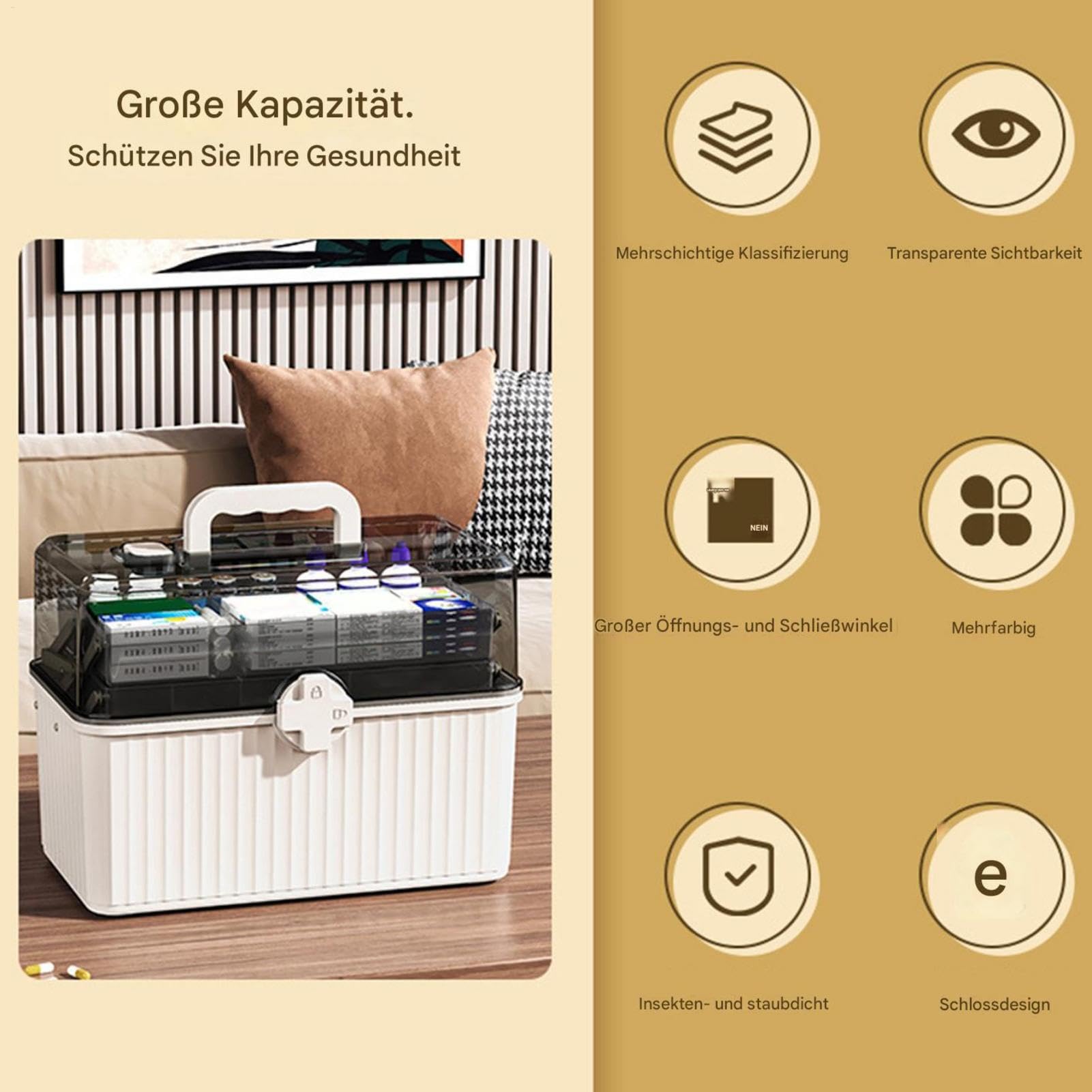 Medication Box – Pill Box Perfect, resistente all'umidità, portapillole, settimanale, portapillole, portapillole, 7 giorni, organizer per tablet per la conservazione di medicinali, scatola