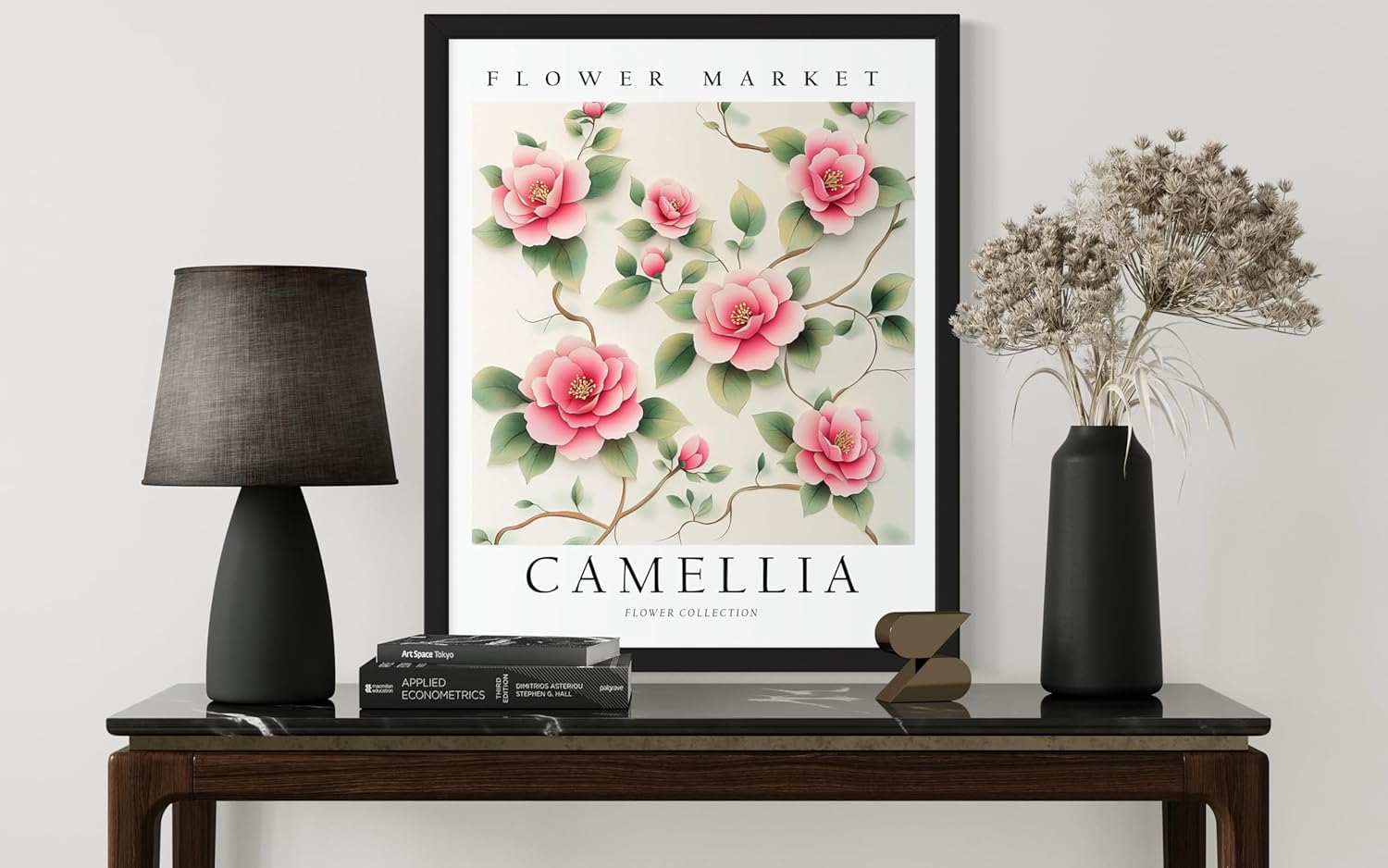 Camellia Flower Market Art Print Poster, 3D Modern Floral Botanical Wall Decor Wall Art Home Bedroom Bathroom Decor 235 (Camellia, 24L" x 18W", Unframed)