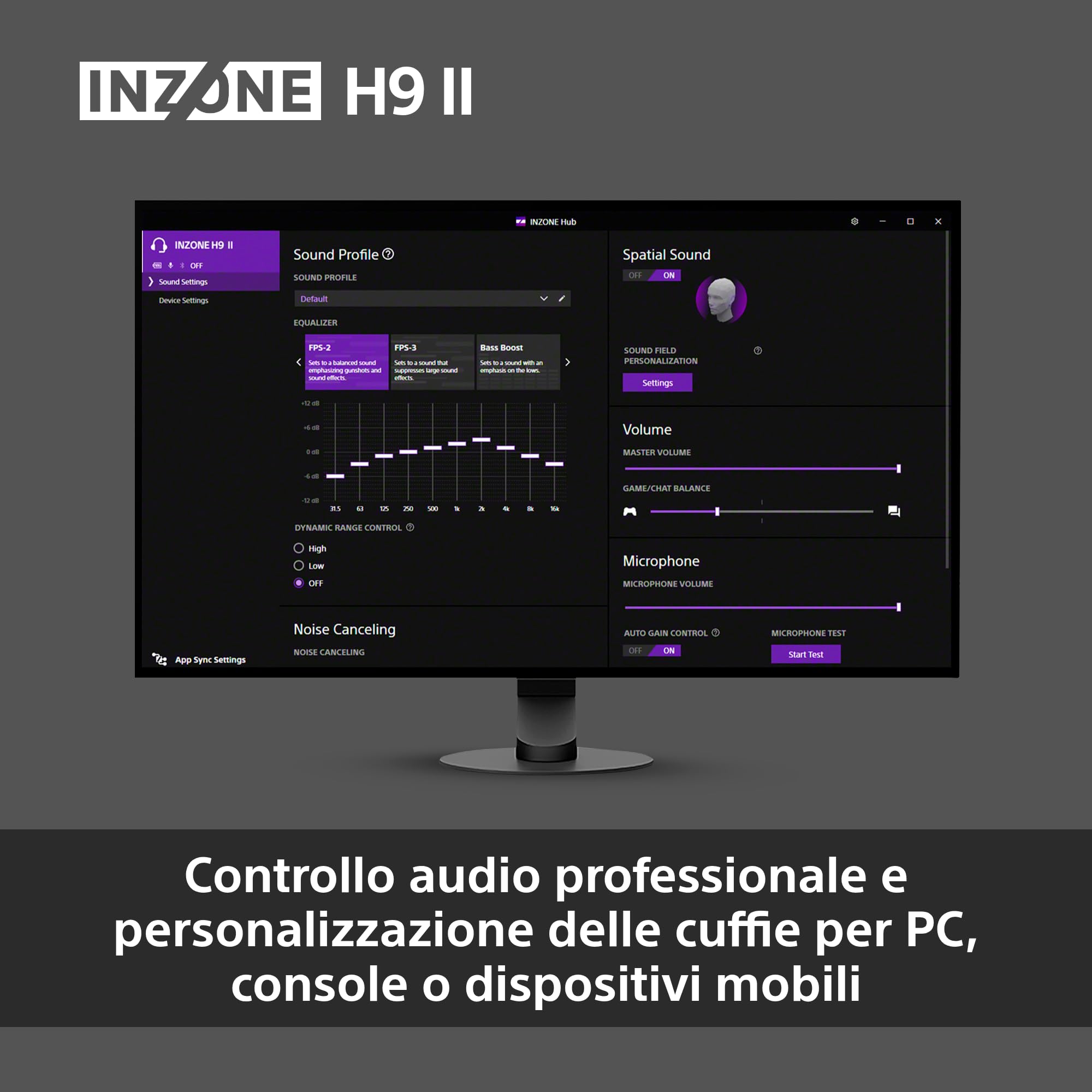 Sony INZONE H9 II Cuffie da gaming wireless con cancellazione del rumore – Audio spaziale a 360°, Microfono con riduzione del rumore, Batteria da 30 ore, Design leggero, Bluetooth Cablato, PC – White