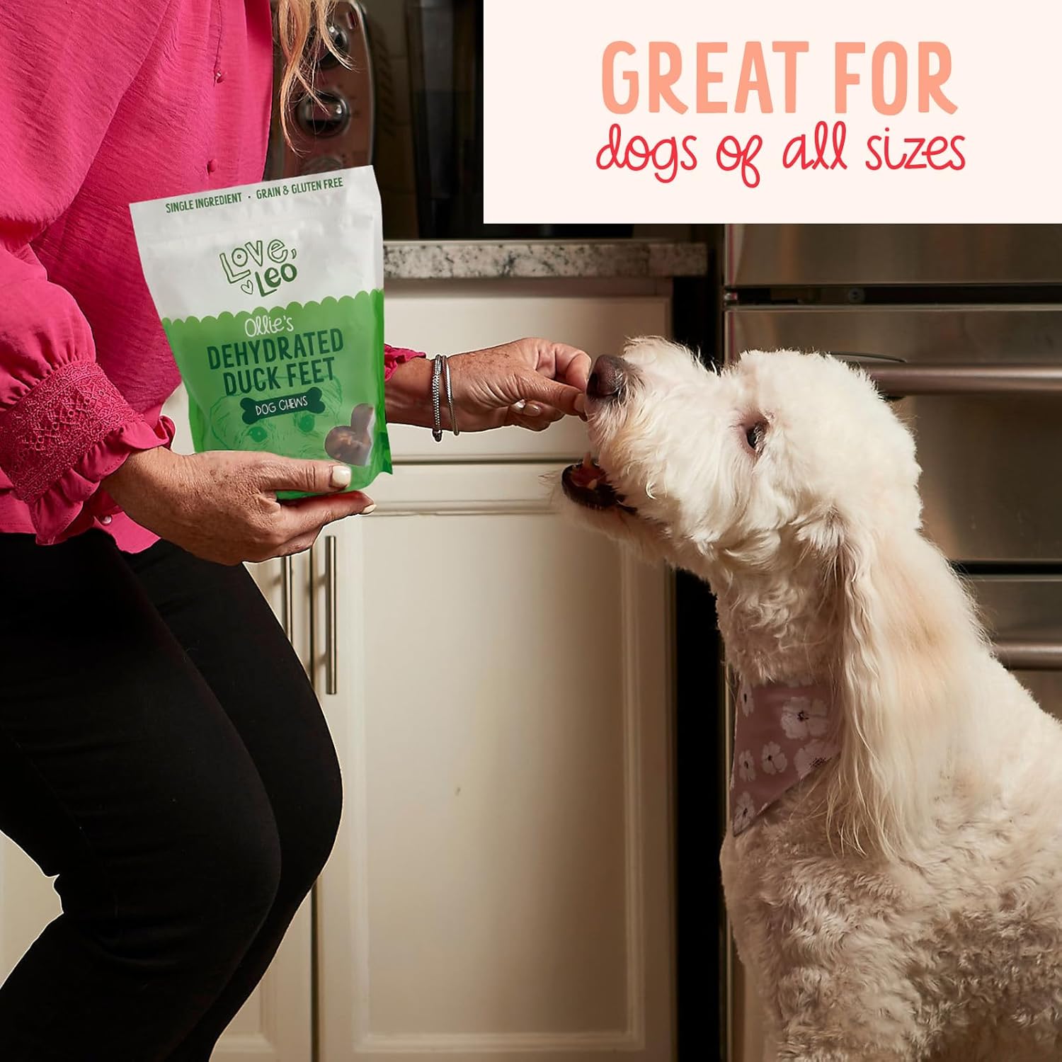 Love Leo Dehydrated Duck Feet for Dogs (30 Count) – 100% Natural, Grain-Free, High-Protein Duck Feet Dog Chews for Dental Health and Training Rewards – Made in USA