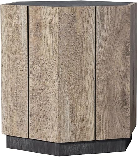 Miniatura 6 de WILLIAMSPACE Mesa auxiliar de madera con cajón, mesa auxiliar de esquina para espacios pequeños, mesita de noche para sala de estar, dormitorio,