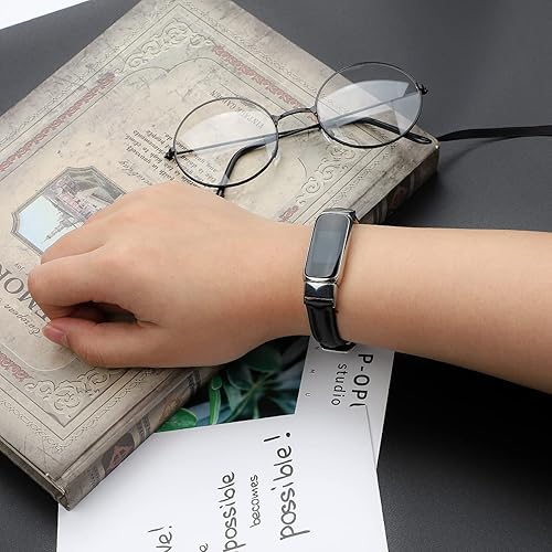 Miniatura 6 de AISPORTS Compatible con Fitbit Luxe Band de cuero para mujeres y hombres, pulsera deportiva de cuero suave y transpirable, pulsera de hebilla