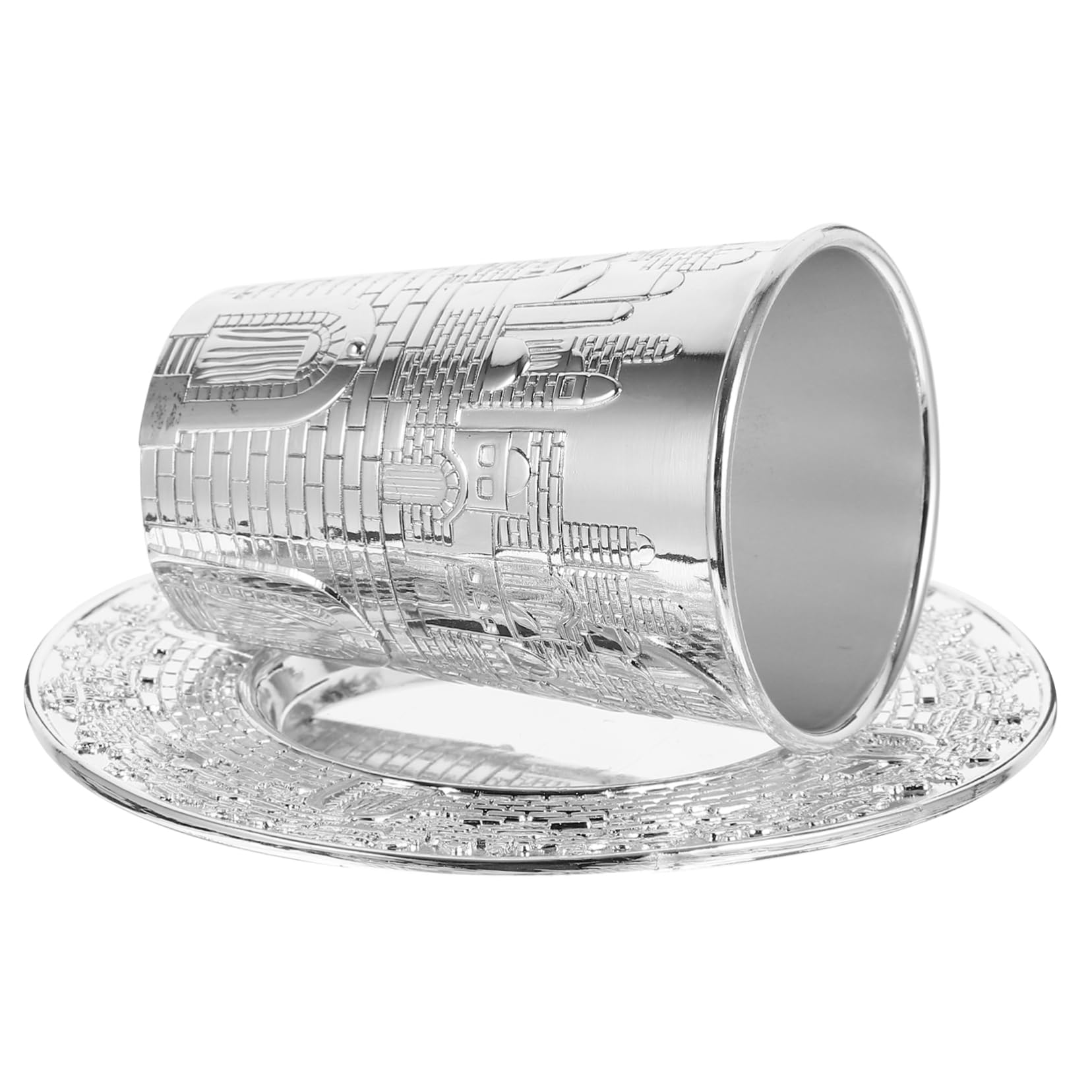 Coupe à vin Kiddush Gatuida set argenté avec soucoupe pour célébration juive