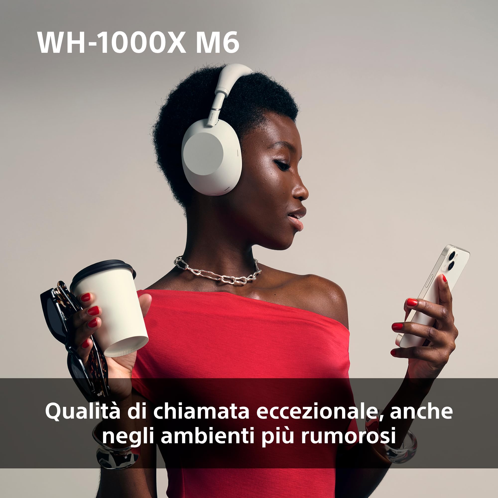 Sony WH-1000XM6 Cuffie wireless Premium con cancellazione del rumore, audio Hi-Res, massimo comfort, design pieghevole, custodia resistente, batteria da 30 ore NC On, iOS e Android - Black