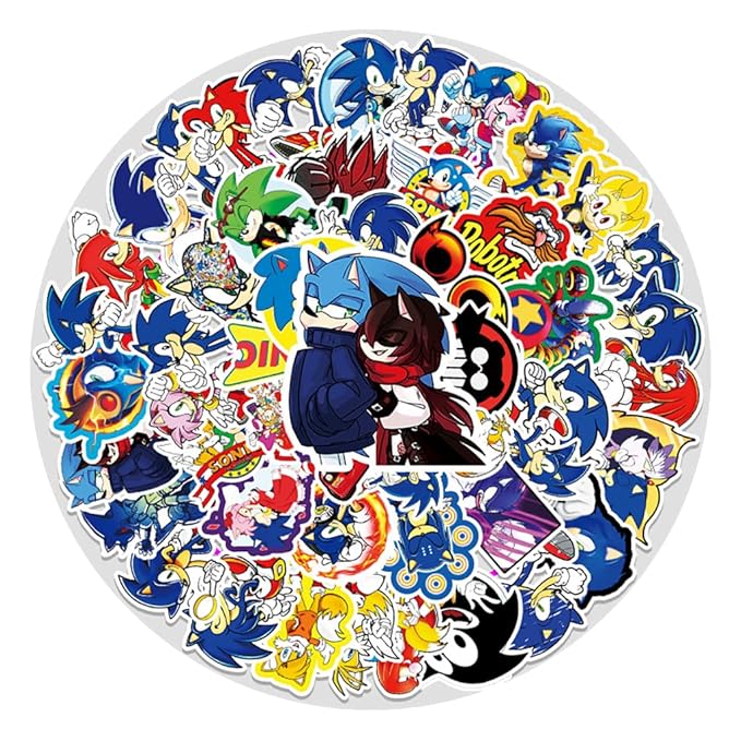 HASTHIP® Sonic Stickers 51 Pcs Adorable Waterproof Hedgehog