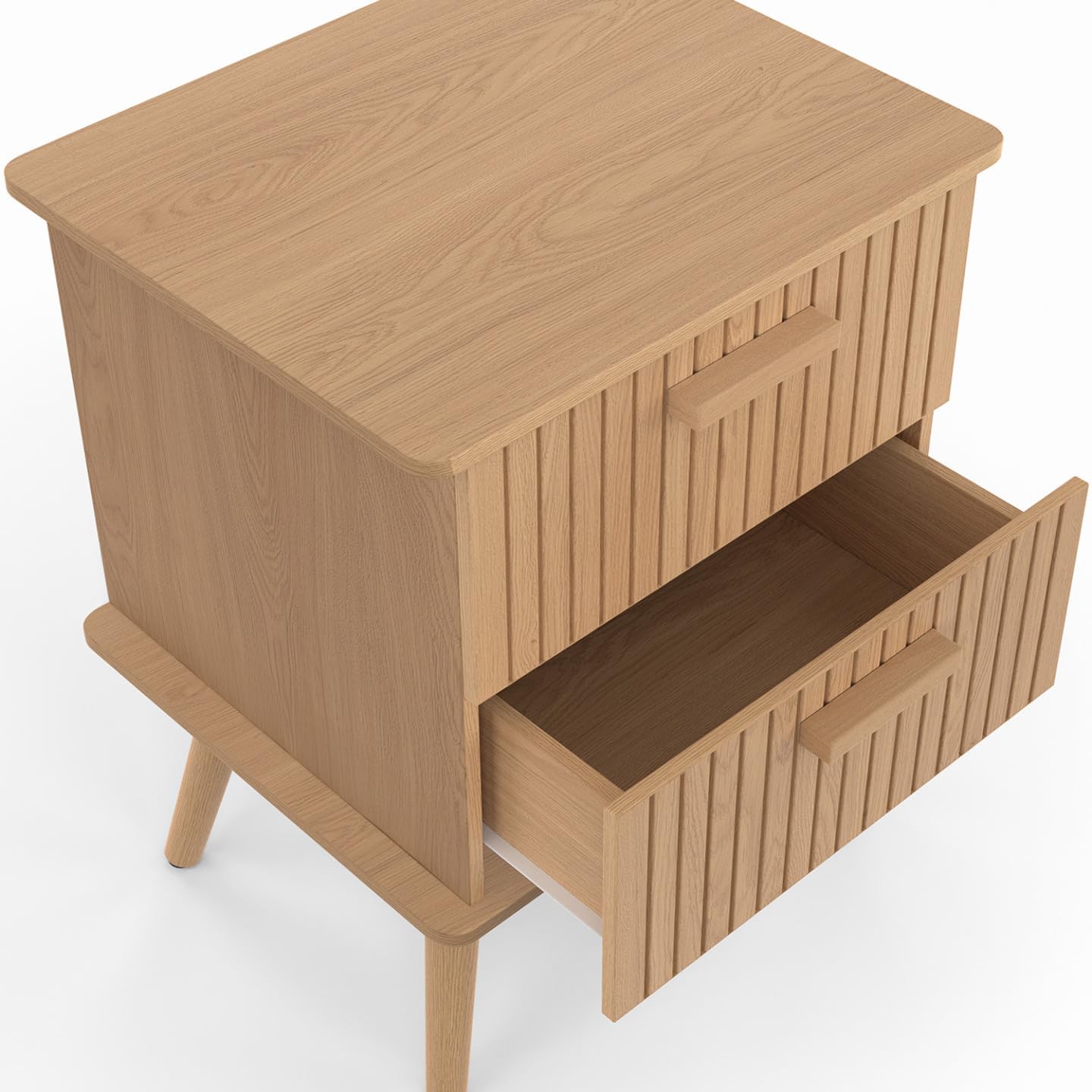 IDMarket – Juego de 2 mesitas de noche Juliette con 2 cajones, efecto listones de madera