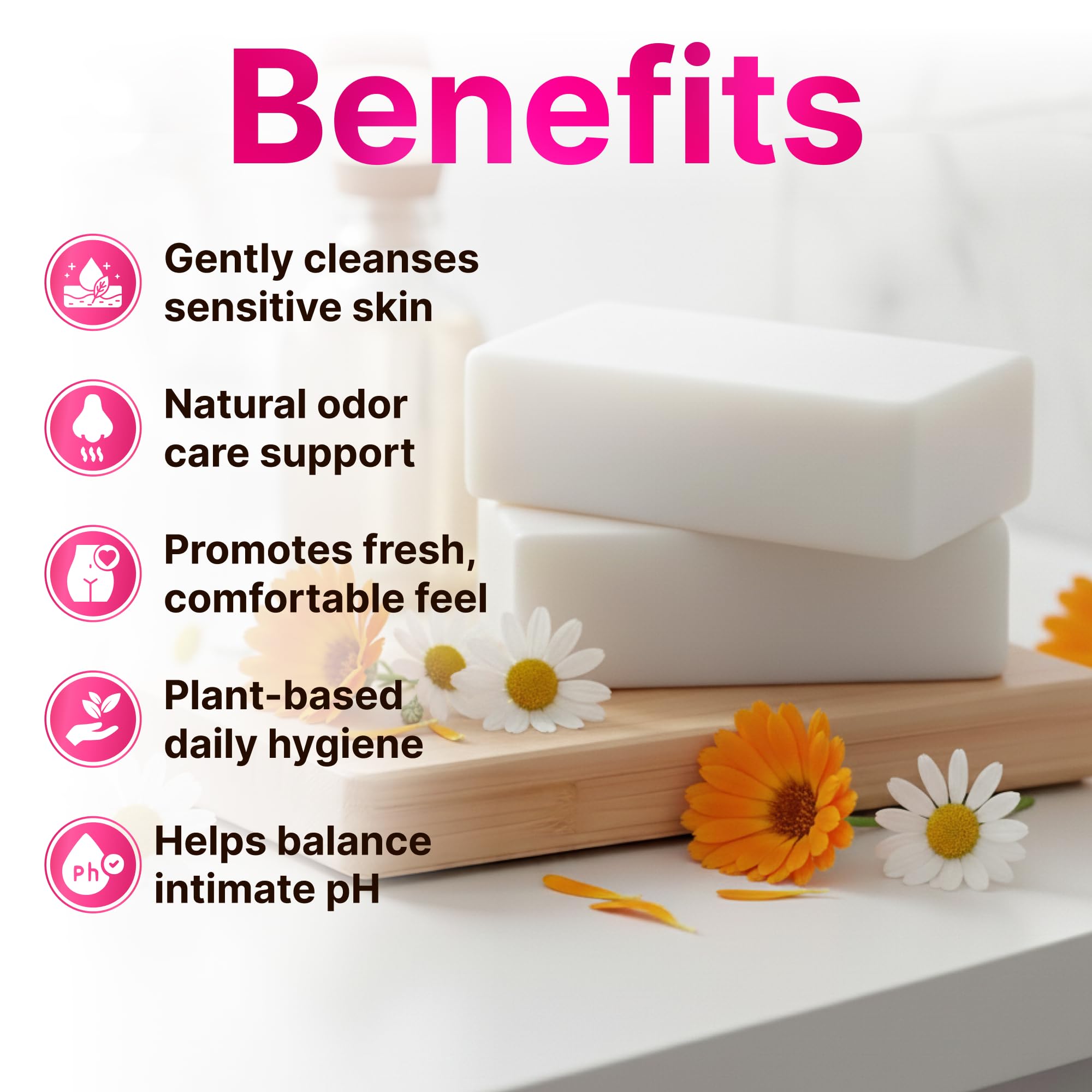 Yoni Soap for Vaginal Intimate Feminine Wash - Advanced pH Balance & Odor Care Control Hydration Complex - Natural Korean Cold-Pressed Vegan Formula with Aloe Vera, Chamomile & Calendula - 2 Pack